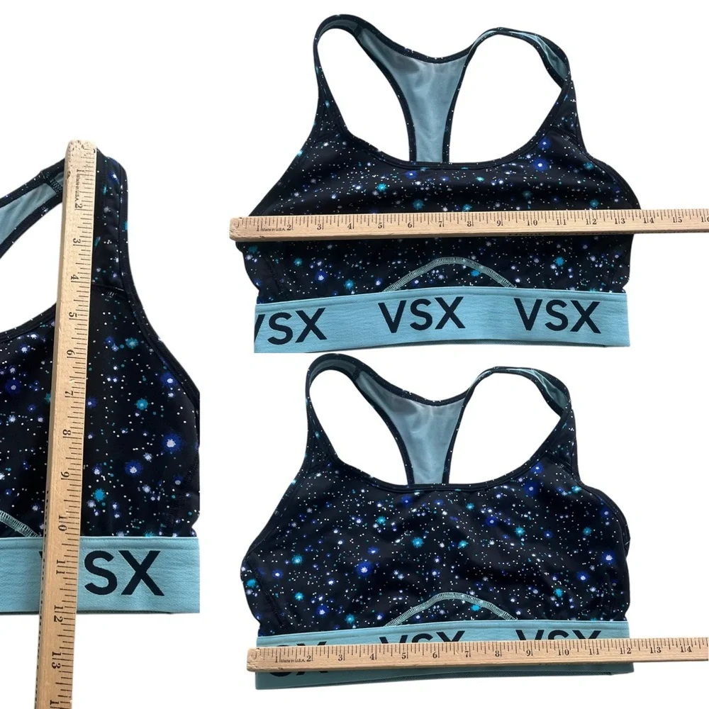 Victorias Secret VSX SPORT Womens M Blue Black Galaxy Pattern Athletic Sport Bra